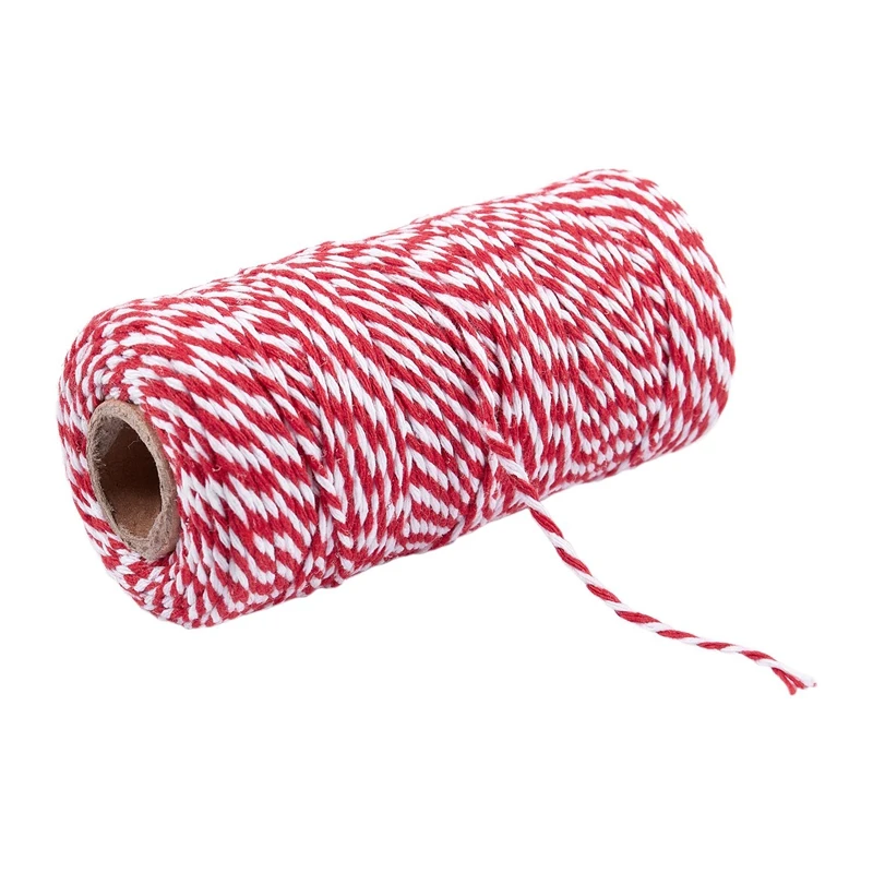 100m/roll 1.5-2mm Cotton Twine Stripe Line for Wedding Party Favour Gift Craft Package Supplies(red+white) | Дом и сад