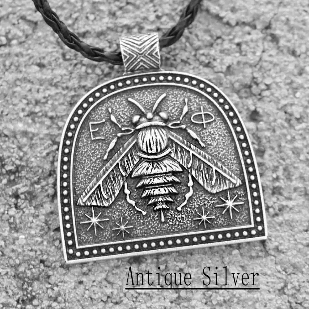 Antique Silver Bee Медальон пчела ожерелье Мужская Винтажный стиль Diligenc Bumble Bee Ювелирные изделия Подарки - Окраска металла: Antique Silver Bee