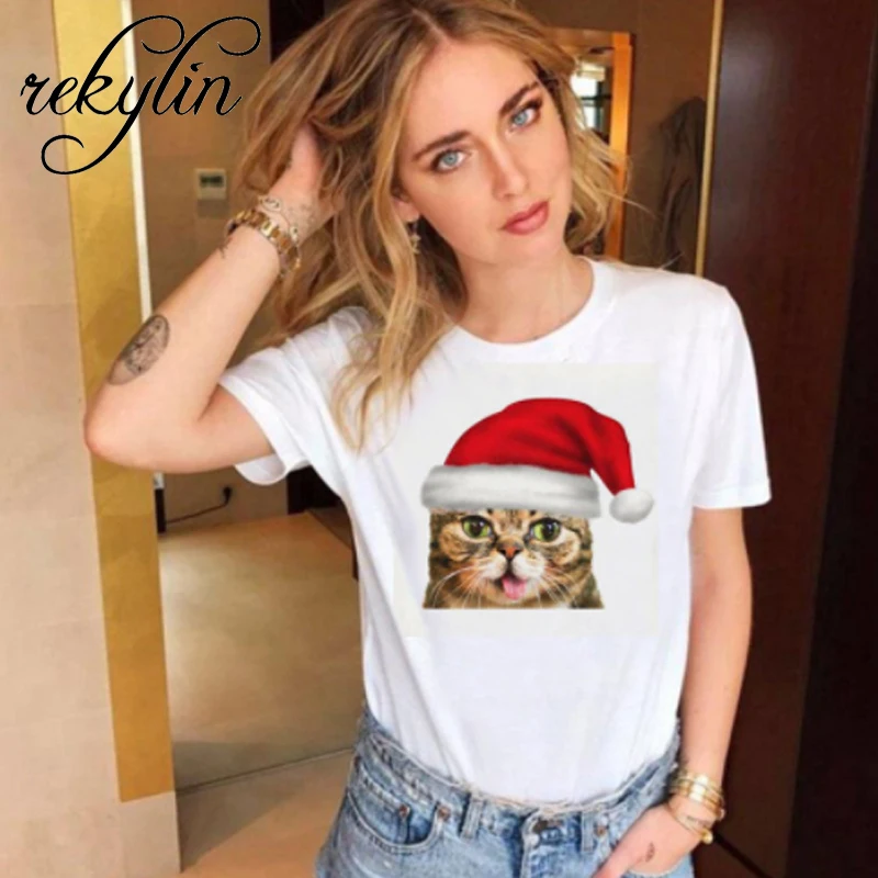Клетчатая Рождественская футболка женская модная графическая Милая Kawaii