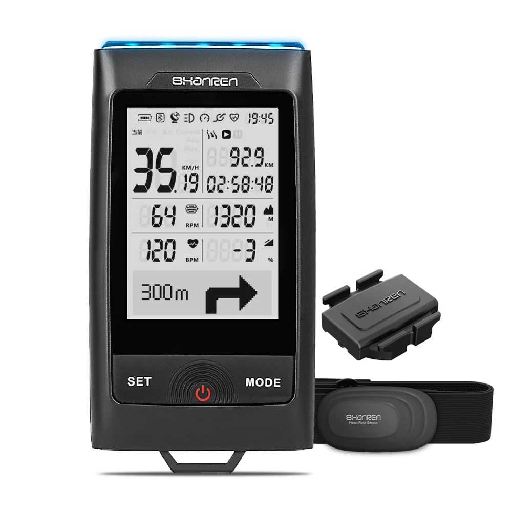 SHANREN DI-PRO gps велокомпьютер 96-час езды на велосипеде gps Велосипедный компьютер с четырехъядерным процессором фар - Цвет: HRM Bundle