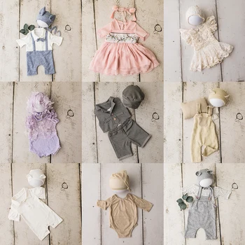 

Cotton Unisex Clothing Bonnet Set For Newborn Photography Props Costume Baby Photo Shoot Accessories Fotografia Tiara Boy Suit