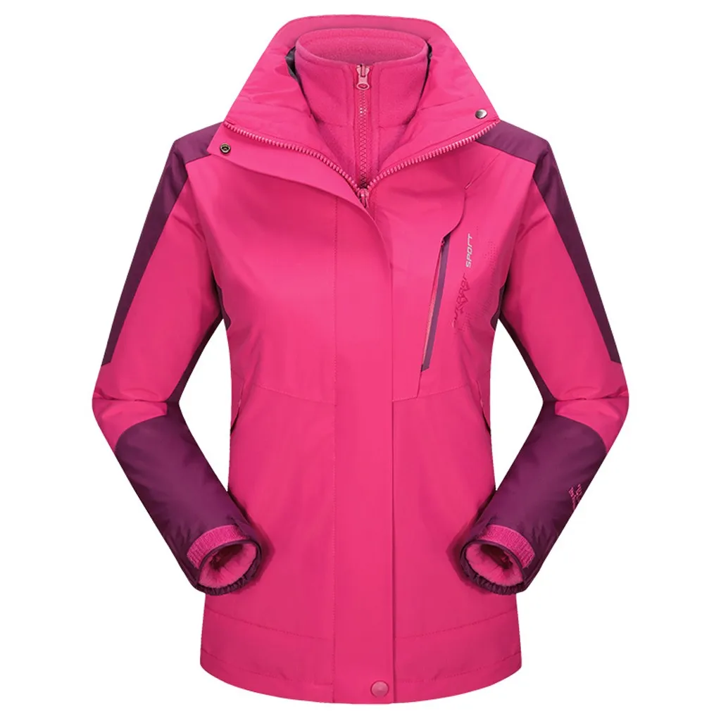 Women's Casual Waterproof Windproof Jacket Hooded Coat Spring Autumn Breathable Tourism Mountain Windbreaker Sport Outdoor - Цвет: PK