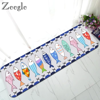 

Zeegle Entrance Doormat Fish Pattern Living Room Carpet Kitchen Long Carpet Front Door Carpet Mats Washable Flannel Floor Mat