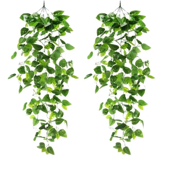 

2Pcs Artificial Hanging Plants 3.28Ft Fake Ivy Vine Leaves for Wall Home Room Garden Wedding Garland Outside Decoration