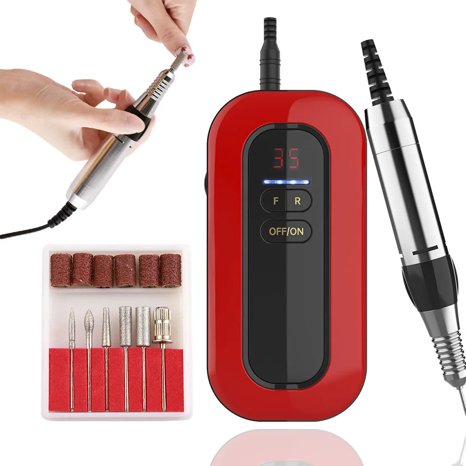 PROD 1005001698939497 Portable LED Display Rechargeable Nail Drill
Machine 35000RPM Manicure Machine Electric File Nail Art Tools Set for
Drill Bits