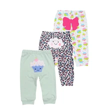 Комплект из 3 предметов, штанишки для малышей с персонажами из мультфильмов с вышивкой для мальчиков и штаны для девочек с героями мультфильмов, с принтом в виде вышивки От 0 до 2 лет