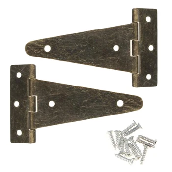 

2pcs Hinges Set With screws Galvanized iron Flat Hardware Tool For Wood Wine Box