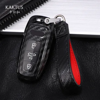 

Carbon Fiber key case for car TPU Full-protective For Audi A6 C8 A7 A8 Q8 2018 2019 car key case car accessories key cover new