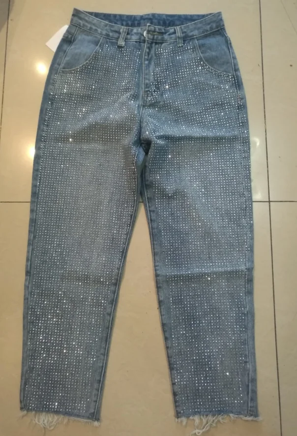 Свободные джинсы для женщин Весна Новая мода тяжелая промышленность высокая температура маленькая Горячая дрель свободные ковбойские брюки Харлан Женские джинсы - Цвет: Синий