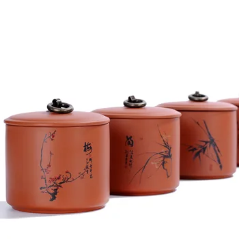 

1Piece Chinese Ceramic Tea Jar Painted Porcelain Tea Storage Tank Moisture-Proof Kitchen Container For Coffee Powder Can Tea Box