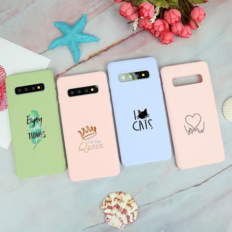 Cute Case For Samsung Galaxy S10 Plus S10E Lite Silicone Candy Color sFor Coque S8 + S9 Back Phone Cover |