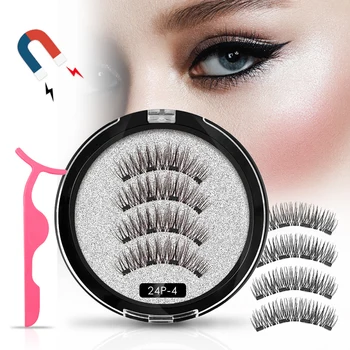 

Genailish Magnetic Eyelashes For Dropshipping 3 magnets natural HandMade Full Strip false Lash cilios with applicator maquiagem