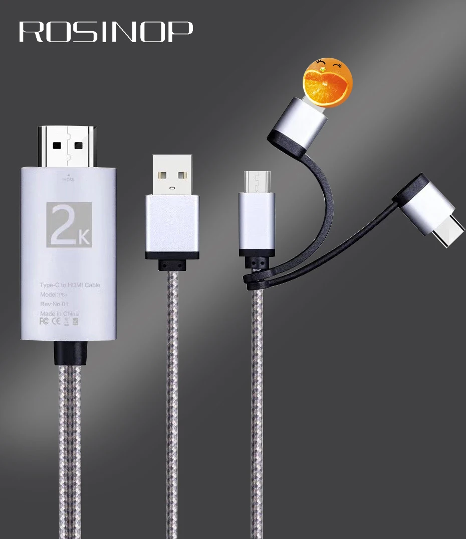 Rosinop адаптер HDMI VGA 3 в 1 HDMI кабель для iphone HDMI конвертер Micro type C цифровой кабель сплиттер планшетный проектор ТВ