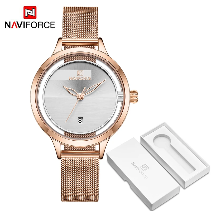 RGW BOX NAVIFORCE повседневные женские часы, женские деловые часы, кварцевые наручные часы, водонепроницаемые, из нержавеющей стали, роскошные часы, Relogio Feminino - Цвет: RGW BOX