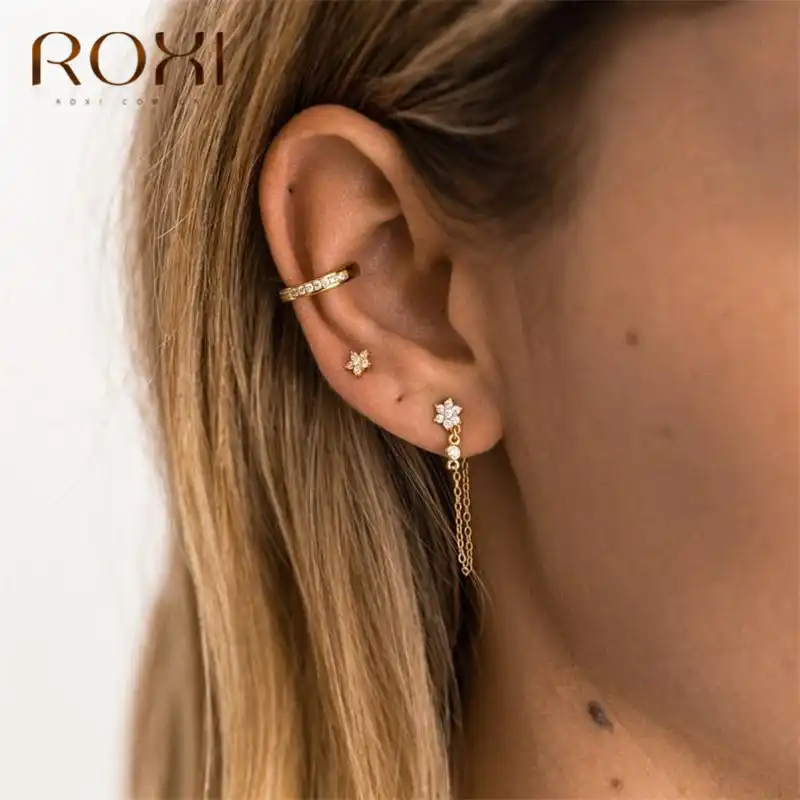 ROXI простая Снежинка со стразами висячие серьги корейские Металлические серьги-подвески для женщин ювелирные изделия из стерлингового сере...