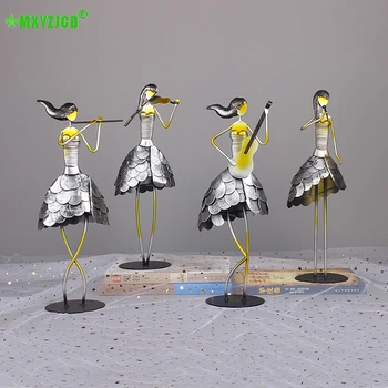 

Wrought Iron Singing Band Ornaments Home Office Desktop Character Decorations Wine Cabinet Retro Model Craft Gift