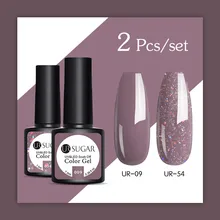Ur Zucchero Glitter Uv Del Gel Del Chiodo Set Serie Colore Nudo Del Chiodo Del Led Gel per Unghie Semi Permanente Nail Lacquer Paillettes gel 2 Pz/set(China)