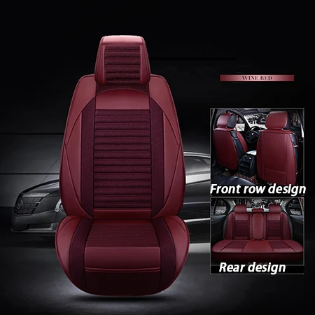 Wine red standard Кожа с Лен универсальные чехлы для сидений автомобиля KIA K2/3/4/5 Cerato Sportage Optima Максима автомобильные аксессуары для укладки подушки сиденья - Название цвета: Wine red standard