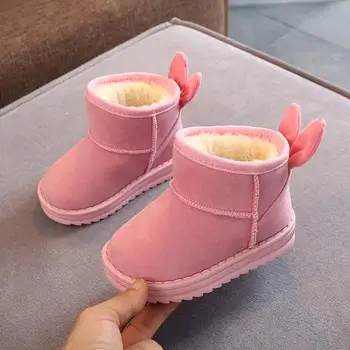 

Bow Girls Boots Fur Thick Warm Children's Shoes New Shoes For Girls Baby Cotton Boot Kids Snow Boots Winter Size 25-36