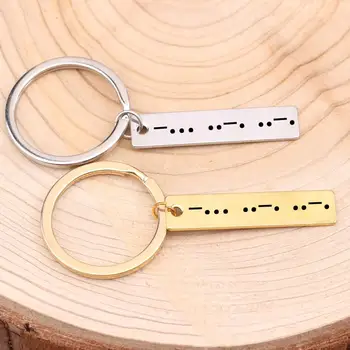 

Morse Code Engraved Key Chain Simple & Special Gift Jewelry Stainless Steel Key Fob Men Women Bag Charm Pendant 1 Pcs