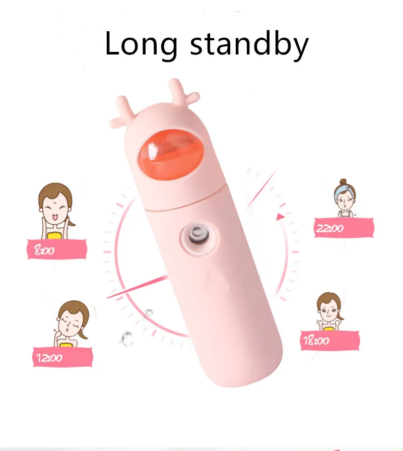 USB Pink Air Humidifier Bear Rabbit Portable Clean Care Skin Nano Spray Aroma Diffuser Facial Hydrating Spray Steamer
