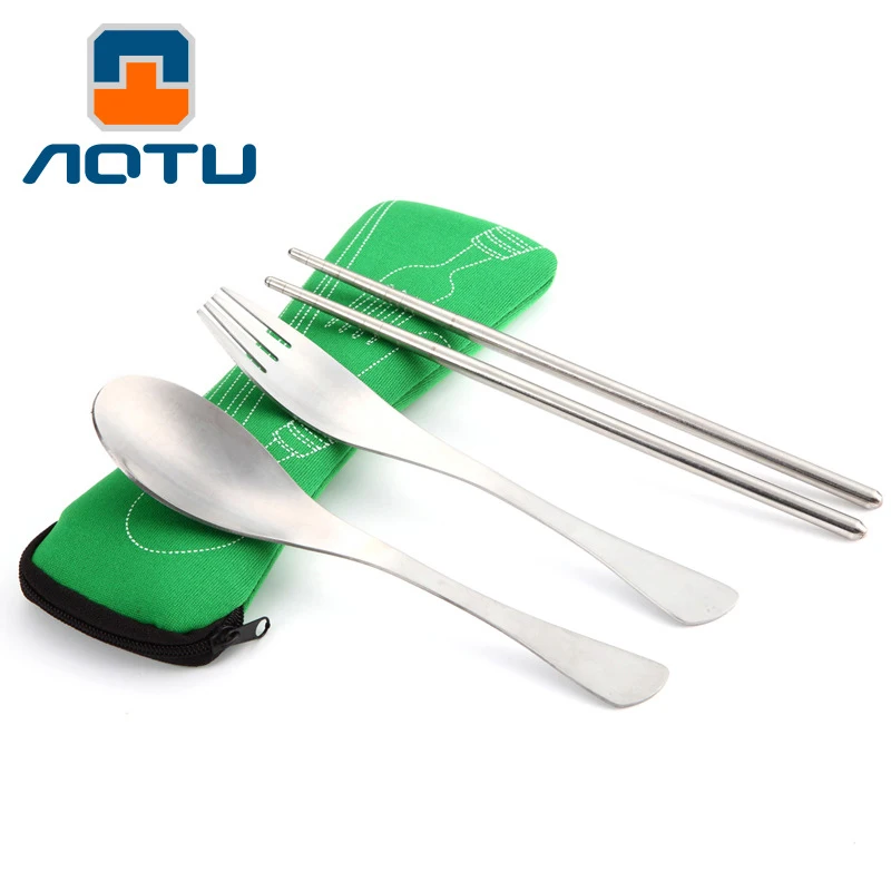 

Stainless Steel Portable Three-piece Bag Creative Spoon Fork Knife Outdoor Camping Picnic Tableware Travel Ultralight Cutlery