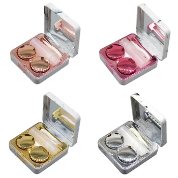 

Portable Lens Container Marble Mirror Cover Soaking Contact Lens Case Travel Holder