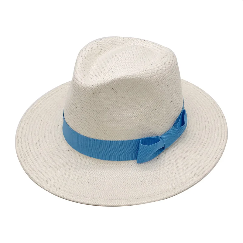 01912-fcm-59 твердая британский стиль ручная работа трава Белая Шляпа Fedora для мужчин и женщин Панама джазовая, шляпа