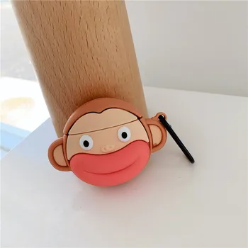 

For AirPod pro Case 3D Sausage Monkey Cute Soft Silicone Earphone Cases For Apple Airpods 1 2 Case Protect Cover Funda + Ring