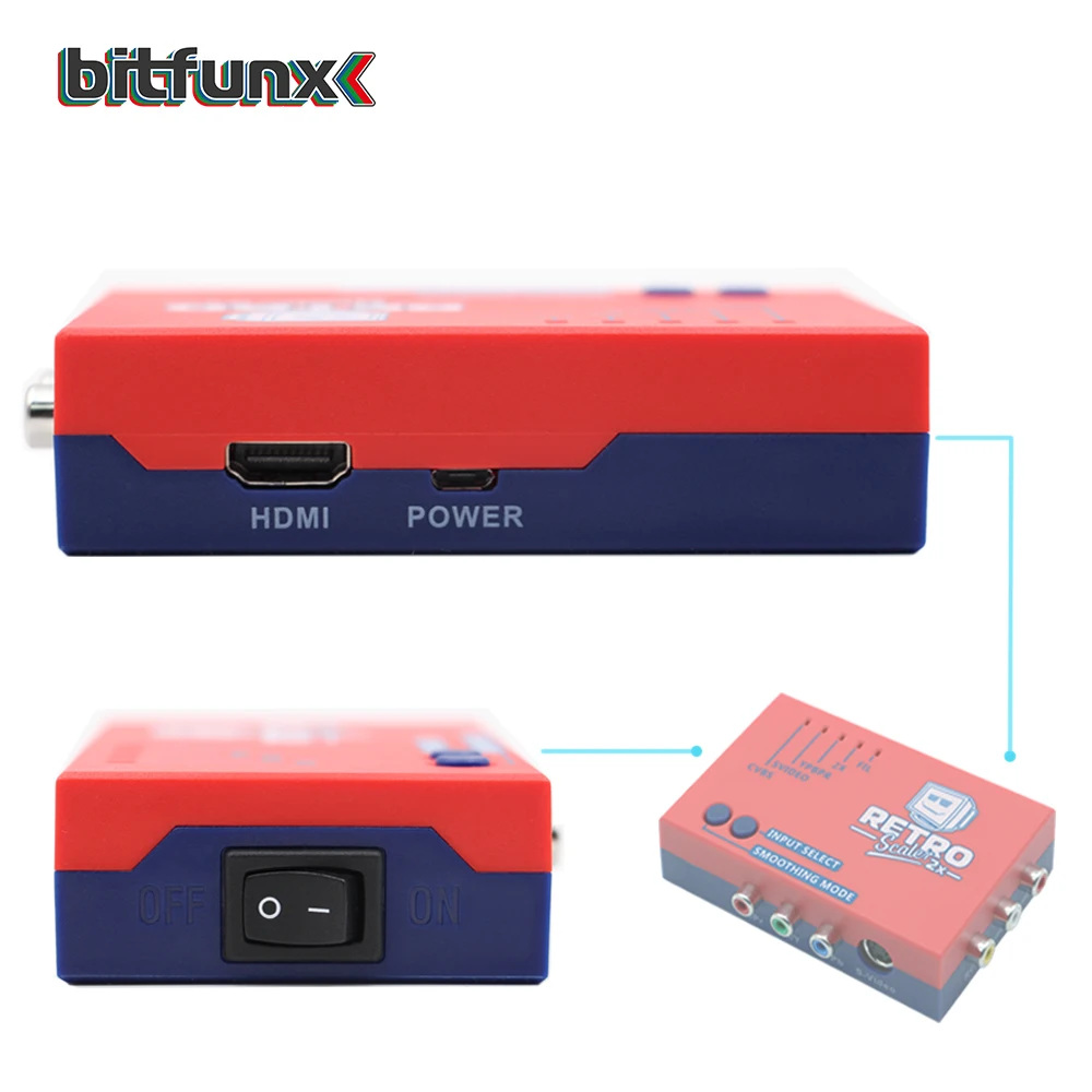  Bitfunx RetroScaler2x A/V to HDMI Converter and Line-doubler for Retro Game Consoles PS2/N64/NES/SE