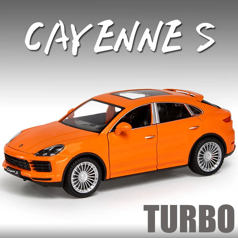 124 Porsche Cayenne S Car Model Diecast Alloy Car Travel Rack Sound Light Pull Back Collection