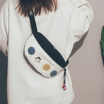 

Canvas Zipper Waist Bag Fashion Chest Pack Cute Cartoon Girl Crossbody Bags Casual Women Bum Belt Bag Multifunction Fanny Pack