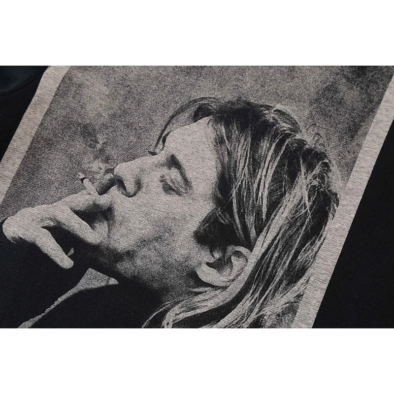 Kurt Cobain флисовые толстовки с принтом, мужские хип-хоп панк-рок пуловеры с капюшоном, уличная мода, толстовки с капюшоном, топы