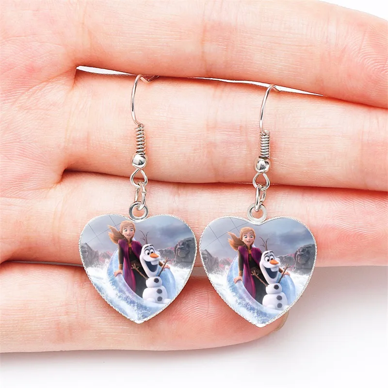 Disney Frozen 2 Heart Earrings Children's Cartoon Elsa Princess Princess Girl Ear Clip Earrings baby girls gifts