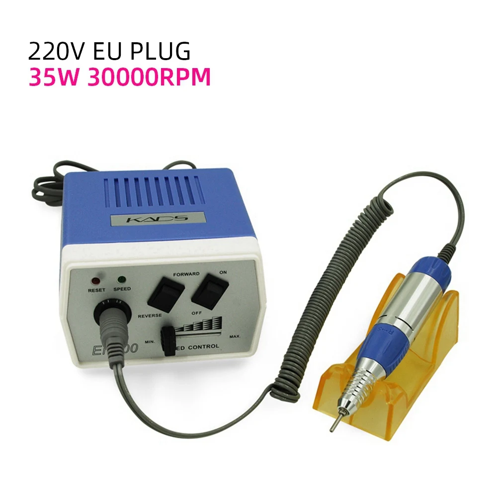 Blue EU Plug 220V 30000 об/мин сверлильный станок для ногтей, электрическая пилка для ногтей, маникюрный аппарат для педикюра, Фрезерное Оборудование для дизайна ногтей, набор для удаления геля - Цвет: Blue EU Plug 220V