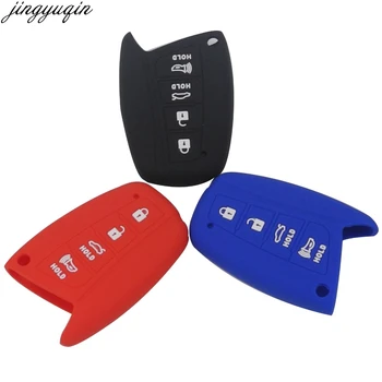 

jingyuqin 15ps 4 Buttons Remote Silicone Key Fob Cover Case Holder Sticker For Hyundai Solaris Ix35 Ix45 Accent Santa Fe Tucson