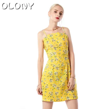 

Printed Strap summer Dress women 2019 OLONY vestido shein dresses vintage