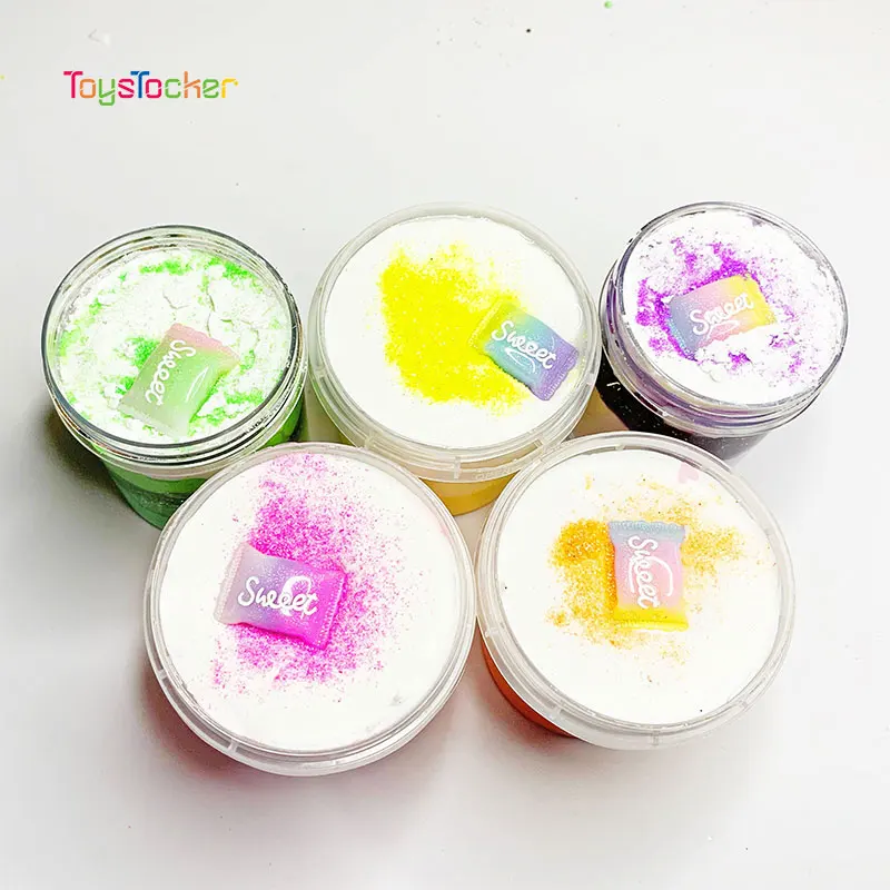

High Quality Non-Toxic Sugar Shape Puffy Candy Beads Acrylic Charms Diy Fluffy Foam Slime