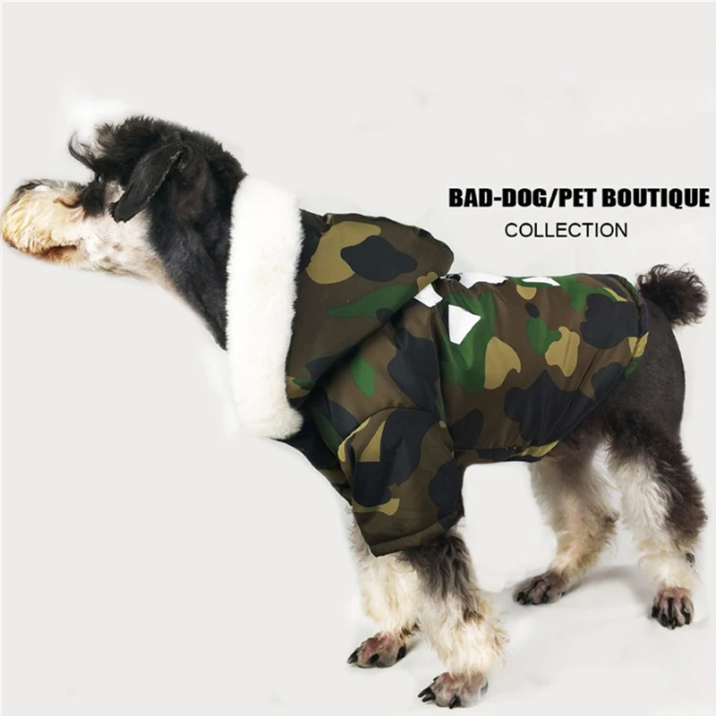 Camouflage Утепленные зимние пальто камуфляжной расцветки для домашних любимцев собак Зимний Одежда для маленьких Одежда для собак в форме французского бульдога, йоркширского терьера, Мопсов; модная куртка - Цвет: Camouflage