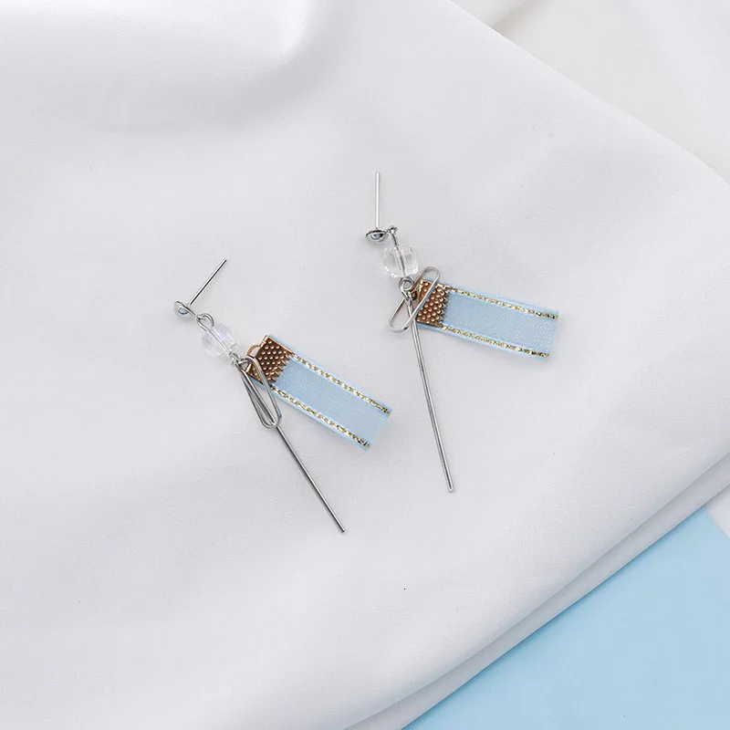Корейское Сердце цветок геометрические синие дизайнерские Висячие деревянные висячие серьги женские модные ювелирные аксессуары подарок