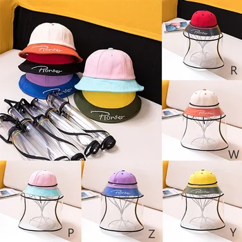 

Summer Children Anti-spitting Protective Hat Dustproof Cover Hat Letter Embroidered Fisherman's Hat Sun Protection Sun Hat