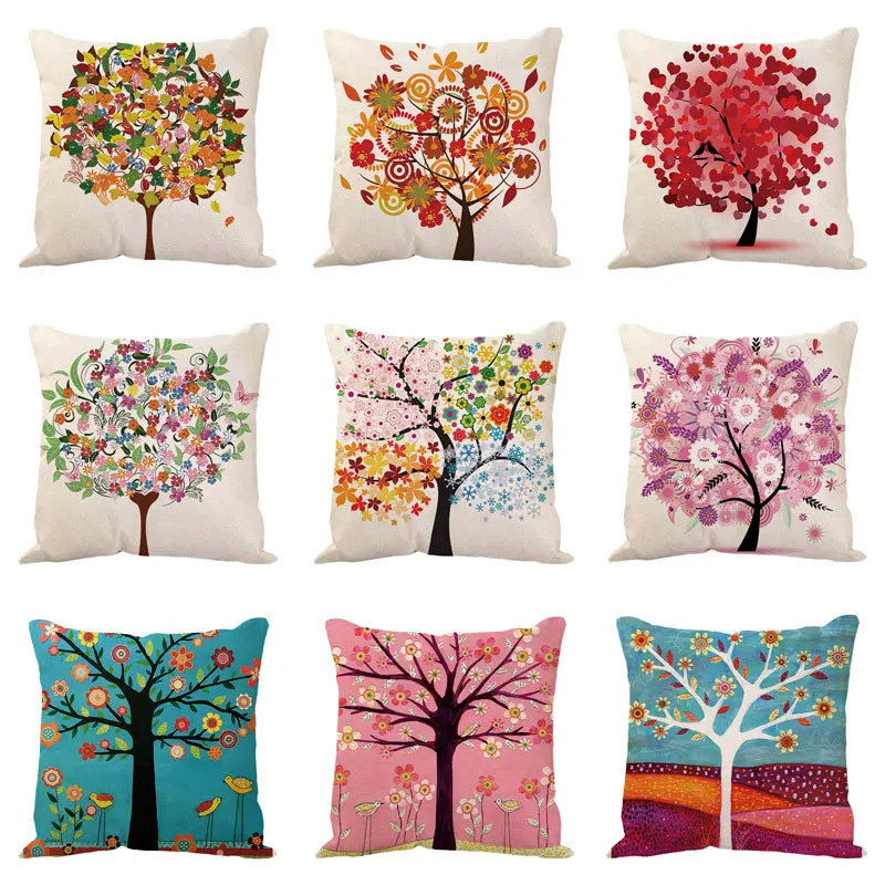 

Plants Printed Cushion Cover Polyester Trees Decorative Pillowcase Tropical Plant Pillow Cover High Quality Cushion Cover