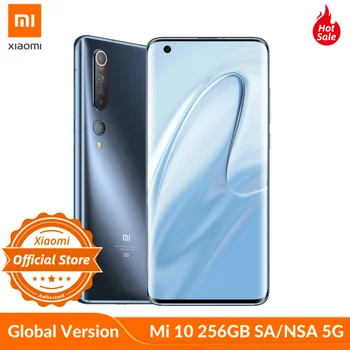 Перейти на Алиэкспресс и купить Глобальная версия xiaomi mi 10 Snapdragon 865 5g SA/НСА 8GB 256GB смартфон Wi-Fi 6 LPDDR5 UFS 3,0 108MP Pro Камера 8K видео