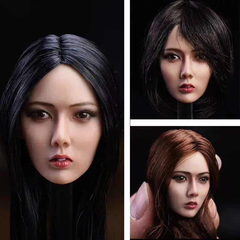 

1/6 Scale Asian Beauty Head Carving Female Soldier Head Sculpt Fit for 12in PHICEN/UD/JIAOUL Wheat Body Model Toy