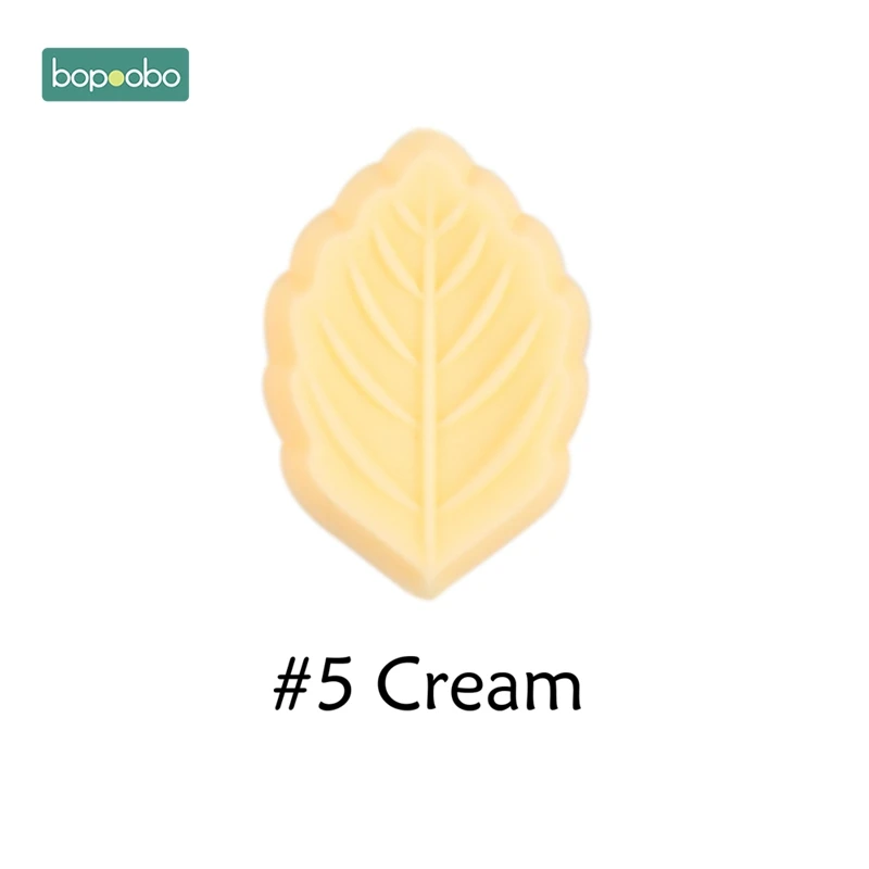 Cream Leaf Bopoobo 10 шт силиконовый бисер с перьями Детские Прорезыватели BPA бесплатно жевательные ожерелье кулон пищевого качества Детские Прорезыватели для зубов подарок для кормления - Цвет: Cream Leaf