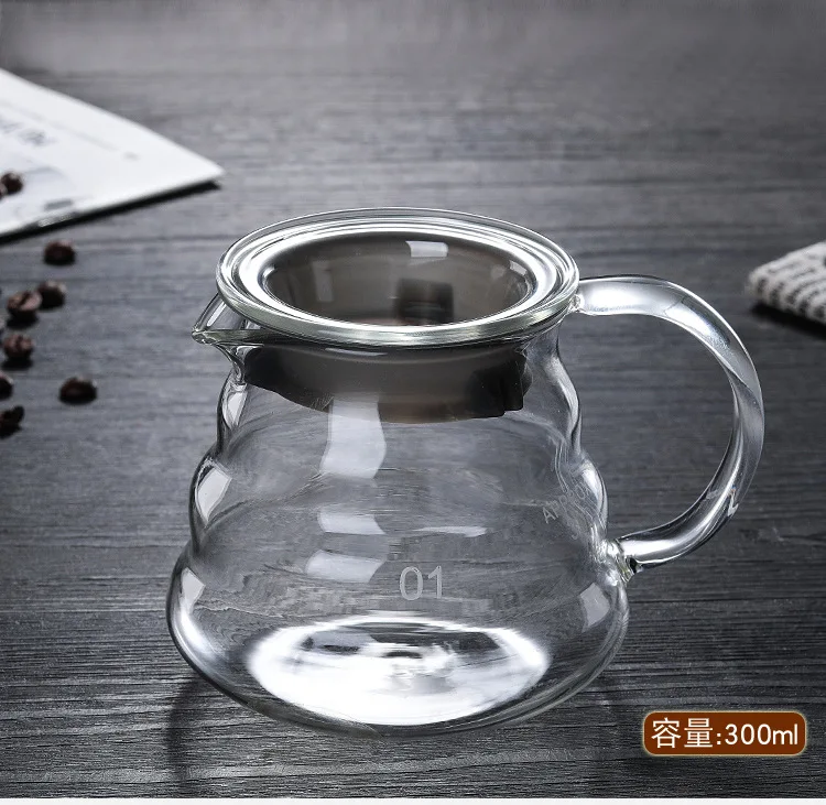v60 Pour Over Carafe Drip Coffee Pot 300/500/700ml Glass Range Tea Maker Coffee Kettle Brewer Barista Percolator Clear Filter