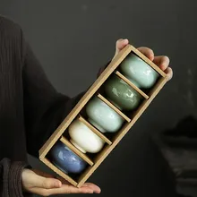 Керамика Dingjun печь чайная чашка для дома в китайском стиле маленькая чашка кунг-фу черный чай Da Hong Pao Oolong чайная посуда подарочный набор