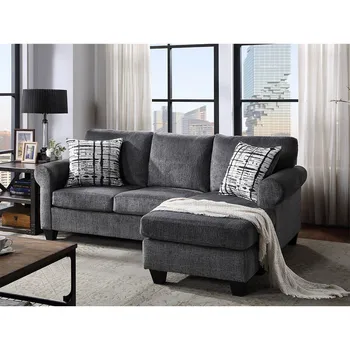 

Grey L-shaped sofa Corner With Chaise Longue Nordic Living Room Furniture Nordic England New Cloth Sofa (Free Two Pillows)