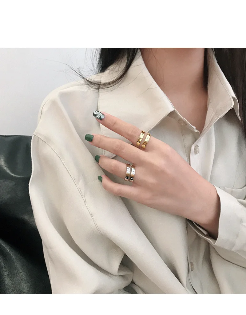 SHANICE 925 пробы Серебряное Открытое кольцо INS niche простые двойные гладкие кольца индивидуальные универсальные Регулируемые кольца для женщин