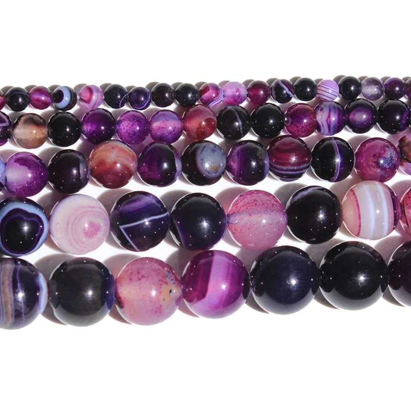 Purple Agate Натуральный камень Бусины Круглый полный прядь целебные агатовые бусины для самостоятельного изготовления ювелирных изделий браслет ожерелье 4-12 мм - Цвет: Purple Agate